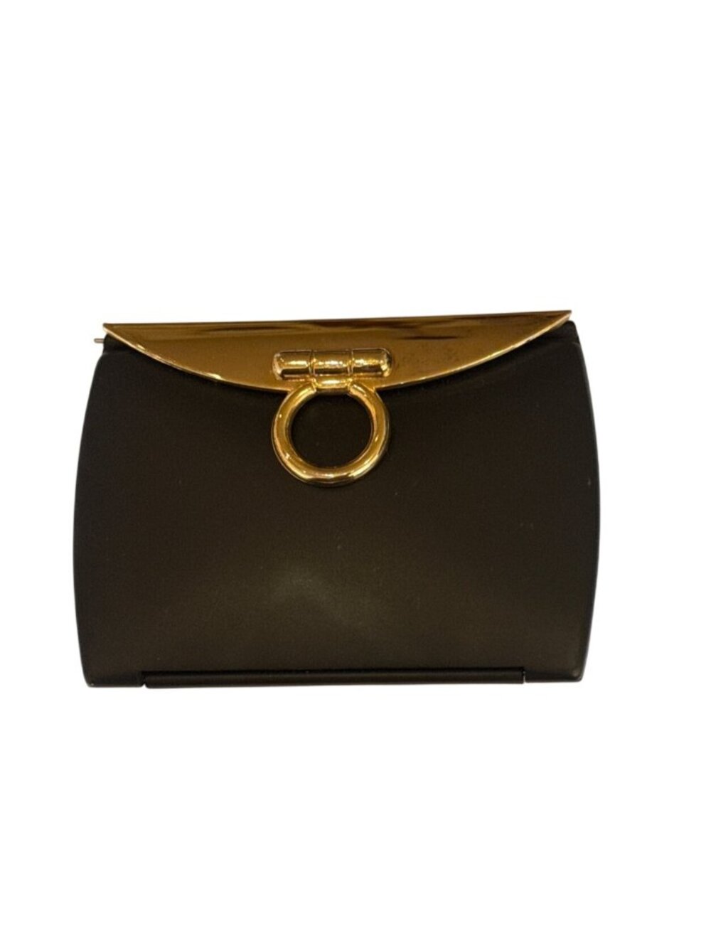 Pocket Folding Mirror With 3x Magnification Black & Gold Compact Brandon Femme